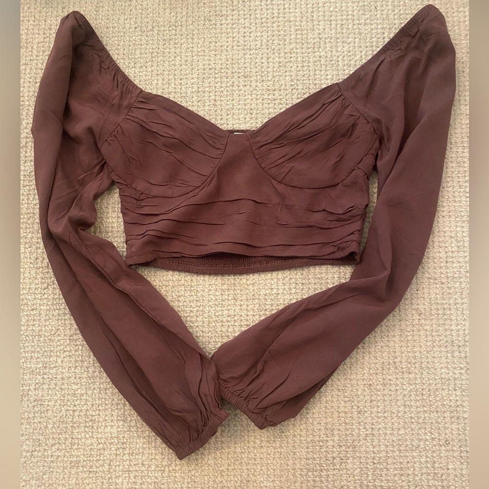 Women’s Brown Cropped Long Sleeve
